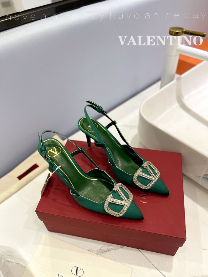 Valentino Vlogo Signature Satin Slingback Pumps Size 35-41 6-Color