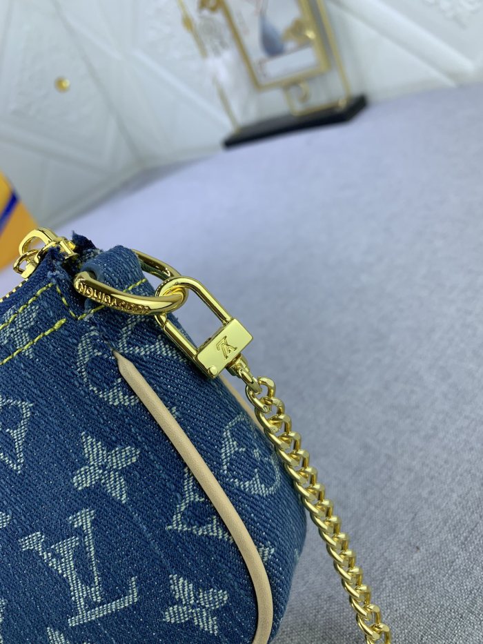 Louis Vuitton M82960 Mini Pochette  Accessorie Monogram Denim Cowboy Shoulder Bags Size 4.5*9.5*4cm