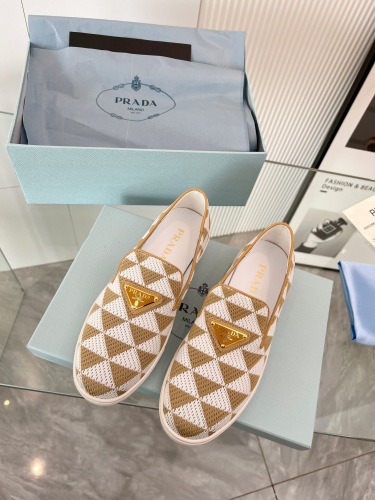 Prada 2024 Women Embroidered fabric slip-on Shoes Loafers Size 36-41