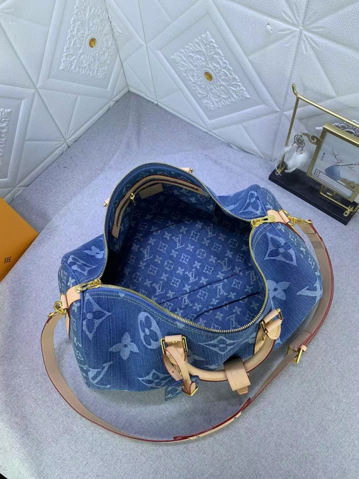 Louis Vuitton KEEPALL BANDOULIÈRE 45 Keepall Bandoulière  Monogram Denim Travel Bags Size 45*27*20cm