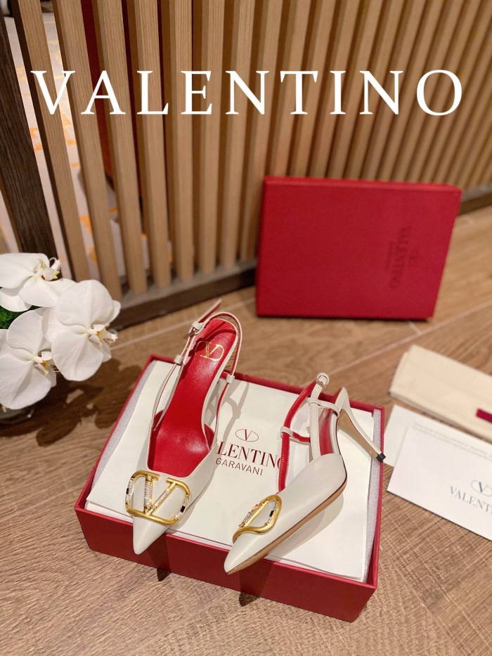 Valentino Vlogo Signature Satin Slingback Pumps Size 35-41 4-Color