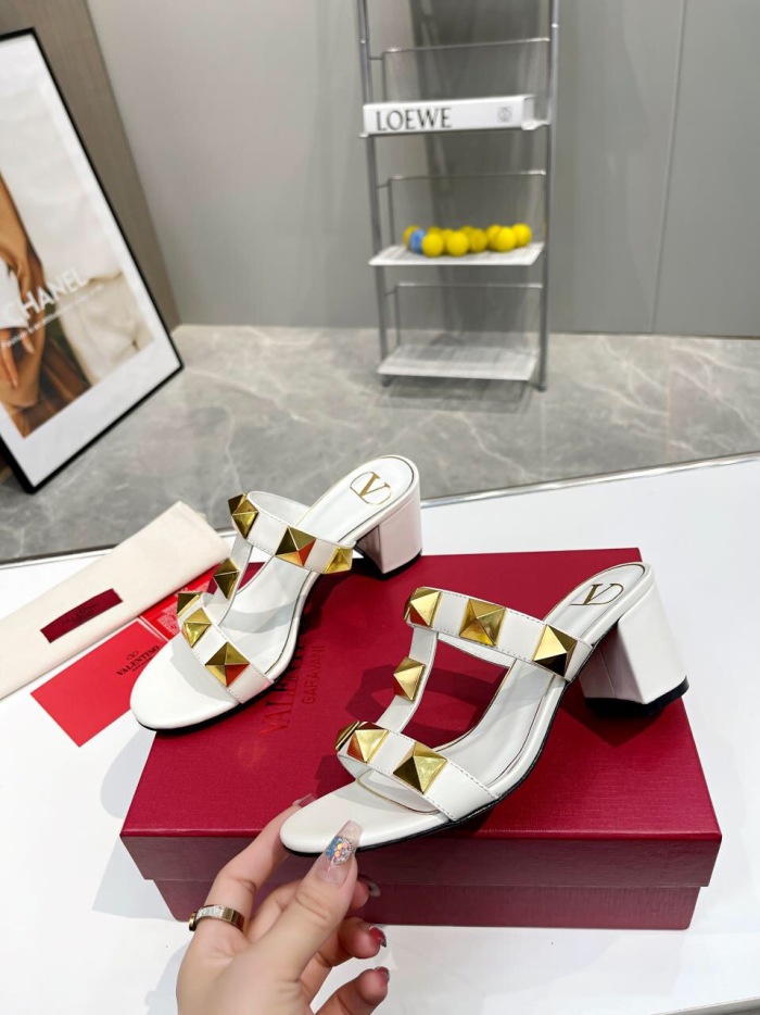 Valentino Roman Stud Metallic Nappa Slide Pumps Size 35-41 5-Color