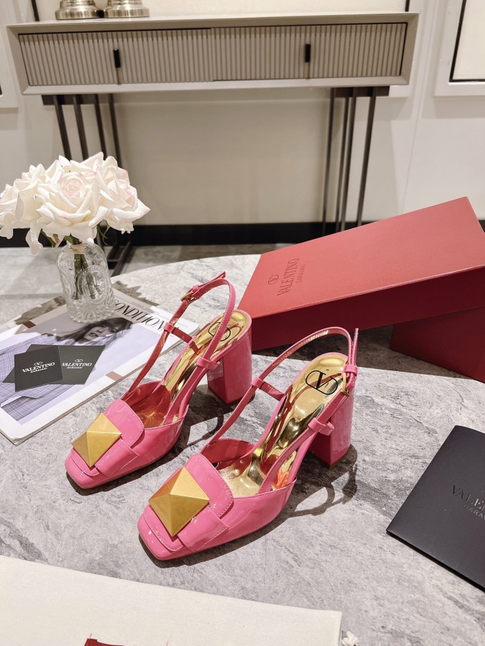 Valentino One Stud Patent Leather Slingback Pumps Size 35-41 4-Color