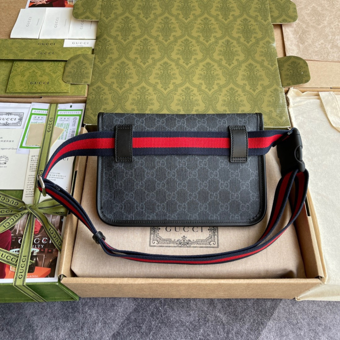Gucci GG Supreme Black Belt Bags for Men Size 24*17*3.5cm