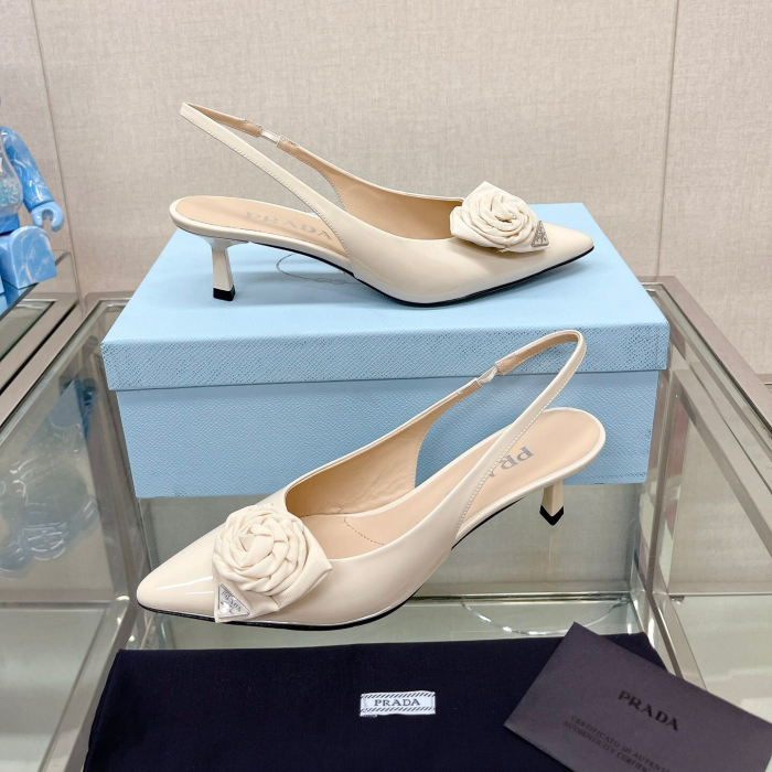 Prada Brushed Leather Slingback Pumps Size 35-40 2-Color