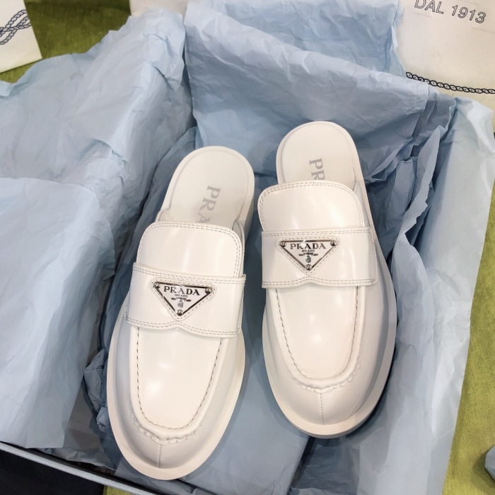 Prada Brushed Leather Mules Sneaker Size 35-40   2-Color