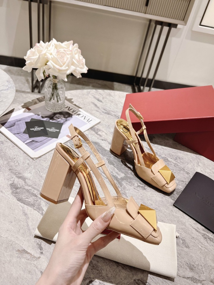 Valentino One Stud Patent Leather Slingback Pumps Size 35-41 4-Color