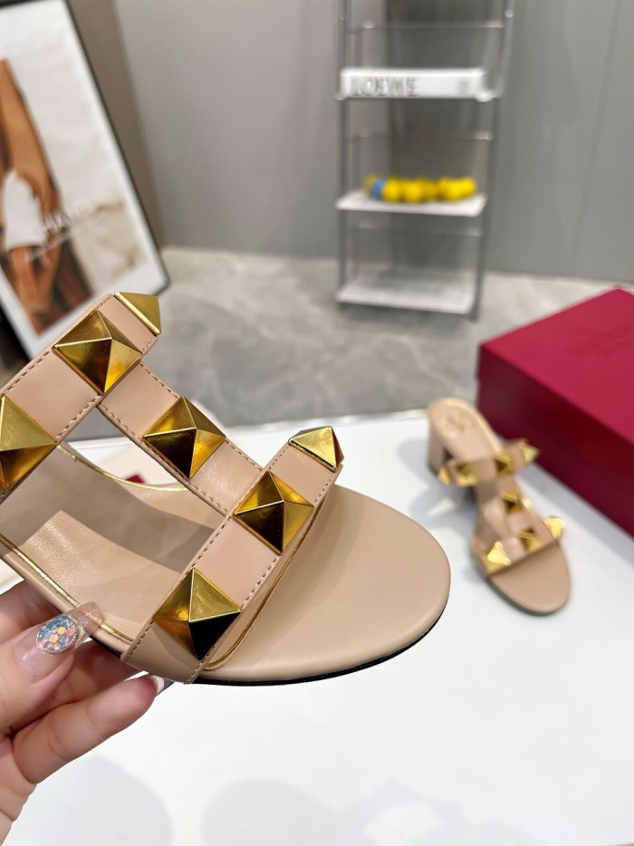 Valentino Roman Stud Metallic Nappa Slide Pumps Size 35-41 5-Color