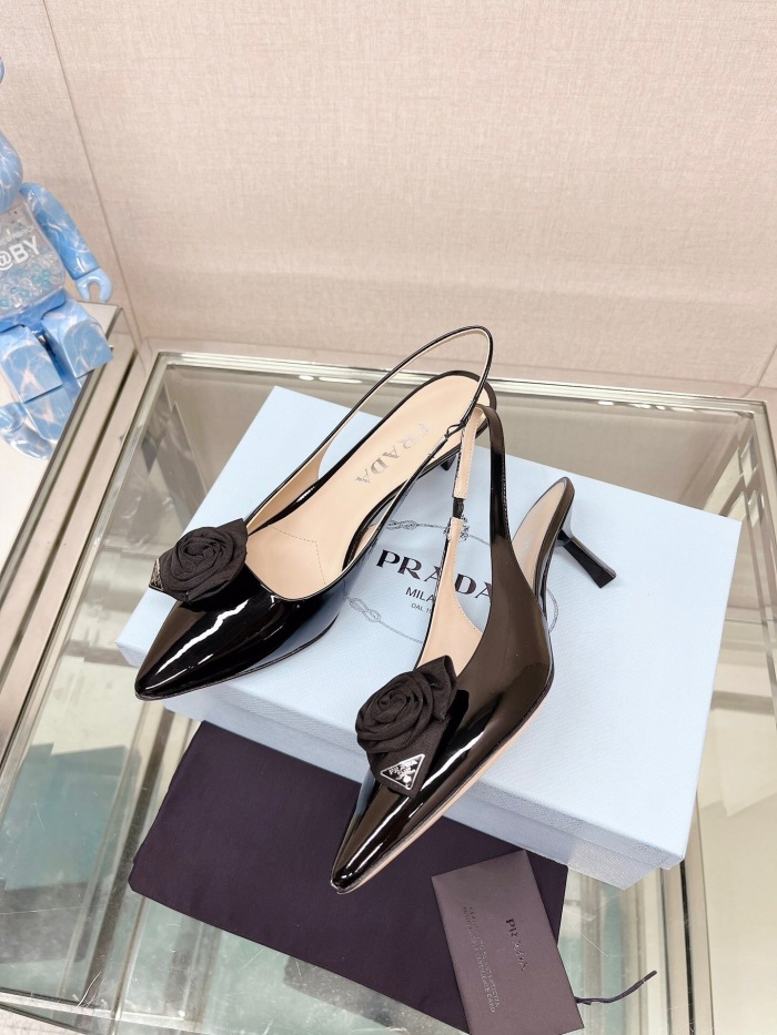 Prada Brushed Leather Slingback Pumps Size 35-40 2-Color