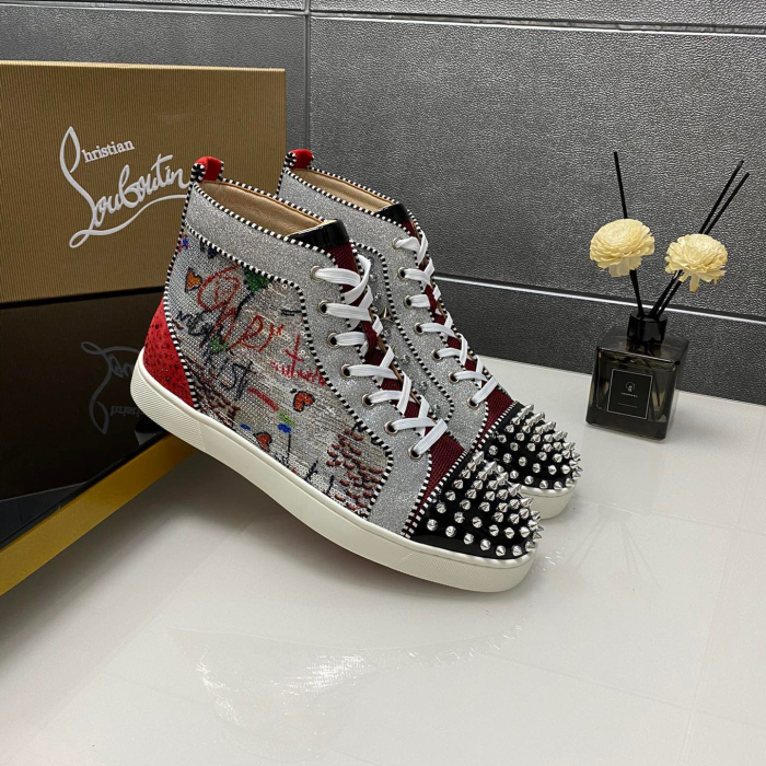 Christian Louboutin Lou Spikes High-Top Sneaker Size 36-46  10-Color