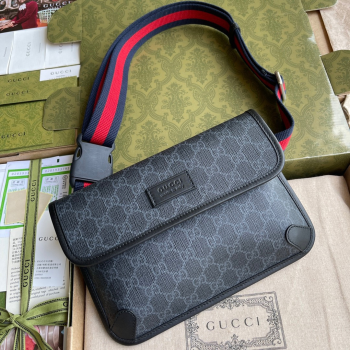 Gucci GG Supreme Black Belt Bags for Men Size 24*17*3.5cm