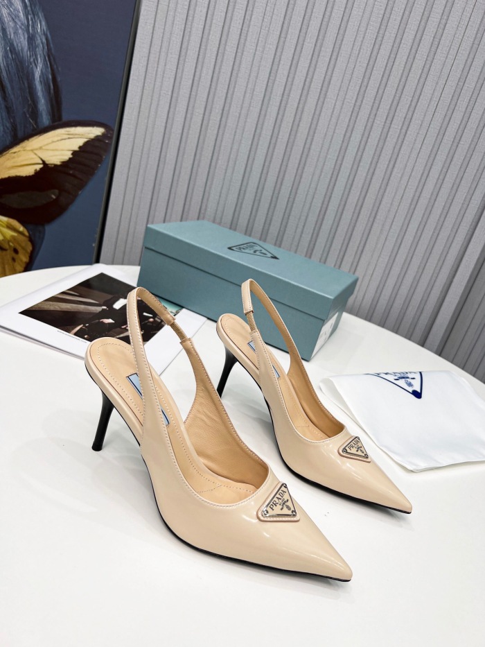 Prada Brushed Leather Slingback Pumps Size 35-41 8-Color
