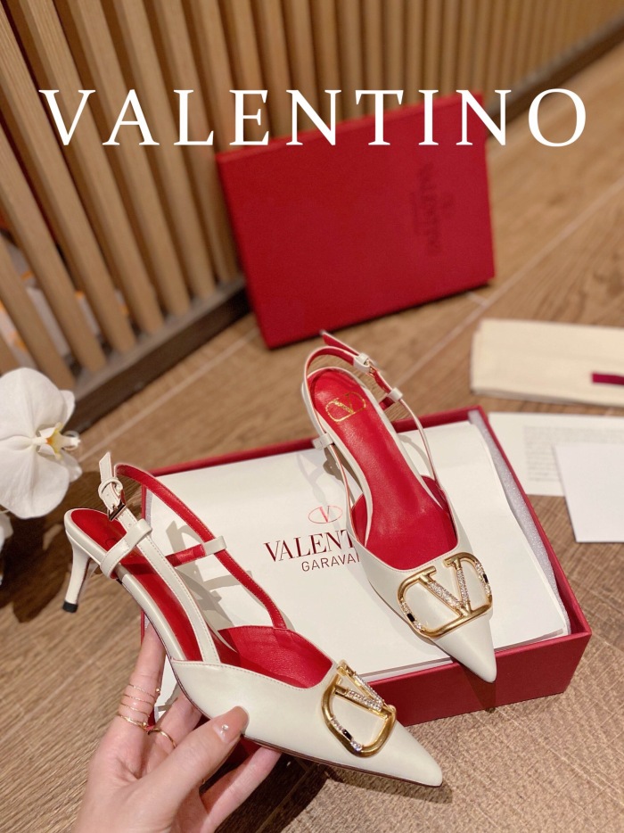 Valentino Vlogo Signature Satin Slingback Pumps Size 35-41 4-Color