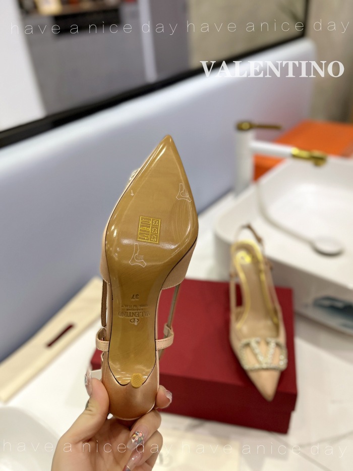 Valentino Vlogo Signature Satin Slingback Pumps Size 35-41 6-Color