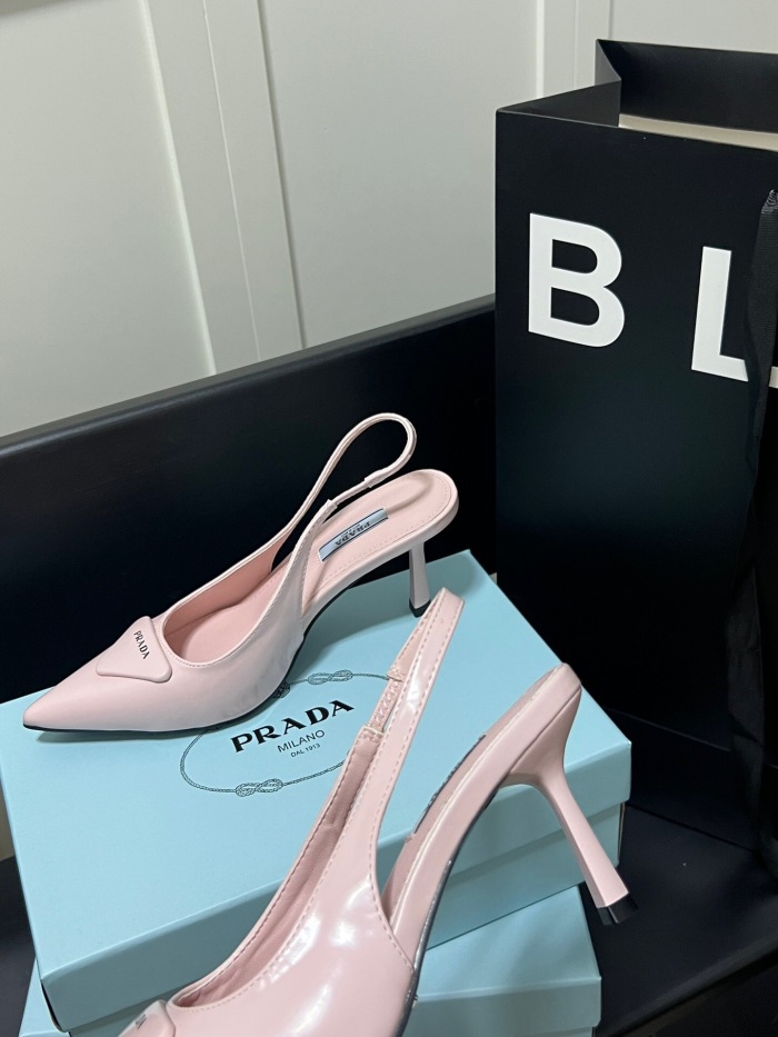 Prada Brushed Leather Slingback Pumps Size 35-41 3-Color