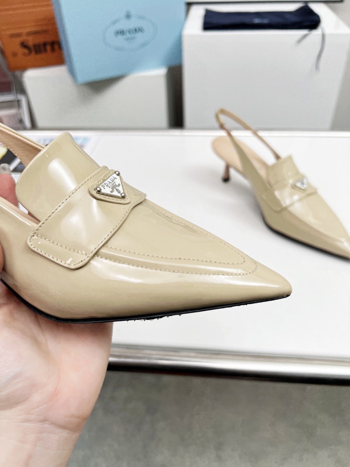 Prada Brushed Leather Slingback Pumps Size 35-41 3-Color