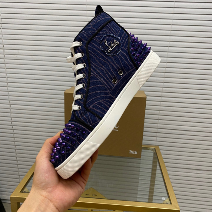 Christian Louboutin Louis Spikes High-Top Sneaker Size 36-46  5-Color