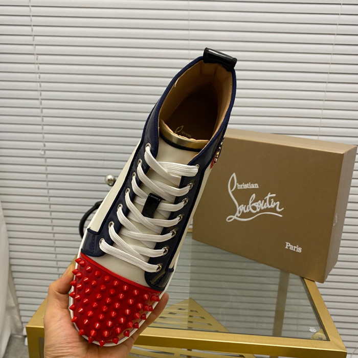 Christian Louboutin Lou Spikes High-Top Sneaker Size 36-46  10-Color