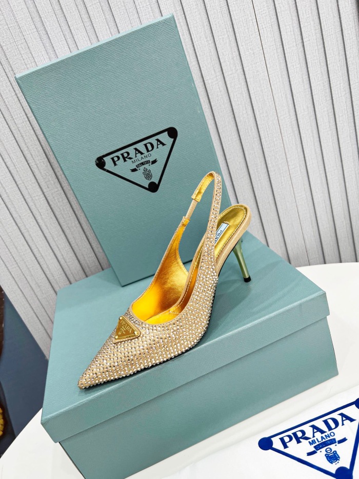 Prada Brushed Leather Slingback Pumps Size 35-41 3-Color