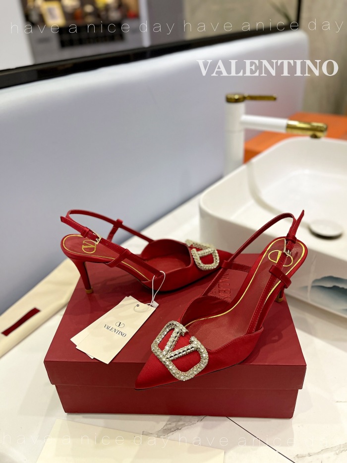 Valentino Vlogo Signature Satin Slingback Pumps Size 35-41 6-Color