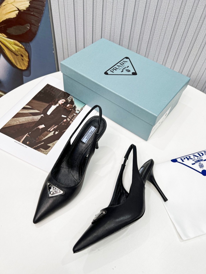 Prada Brushed Leather Slingback Pumps Size 35-41 8-Color