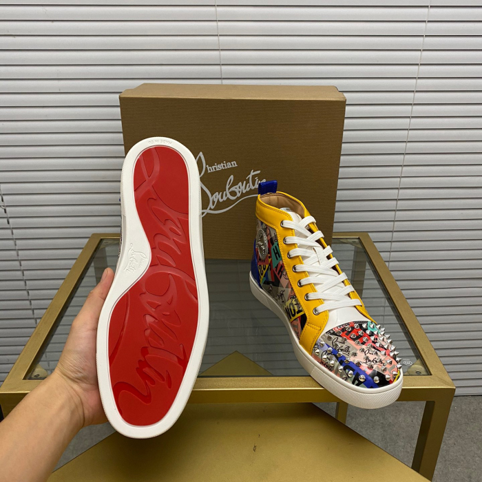 Christian Louboutin Lou Spikes High-Top Sneaker Size 36-46  9-Color