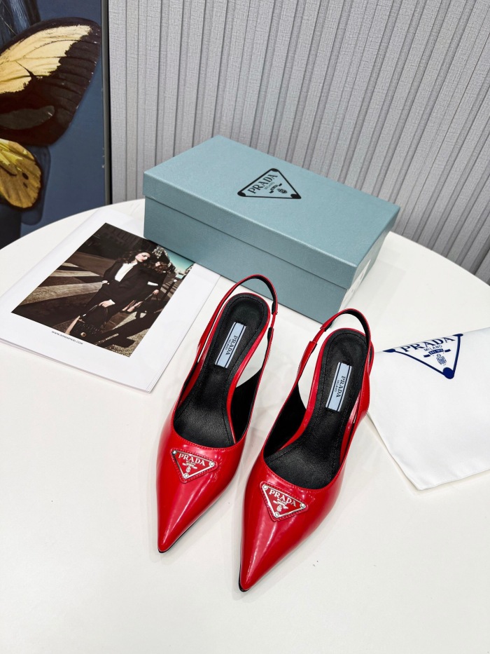 Prada Brushed Leather Slingback Pumps Size 35-41 8-Color