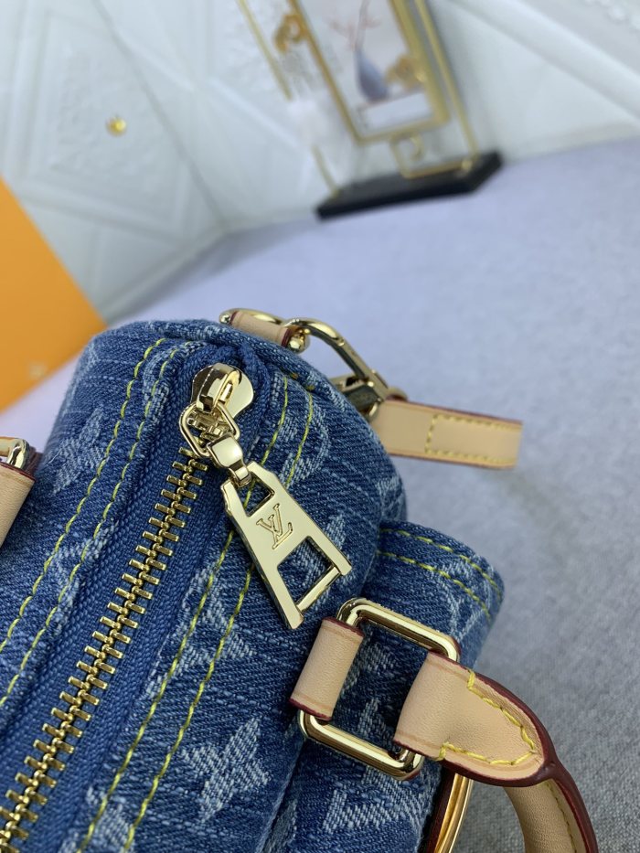 Louis Vuitton M82950 Nano Speedy Denim Cowboy Shoulder Bags Size 16*7*10cm