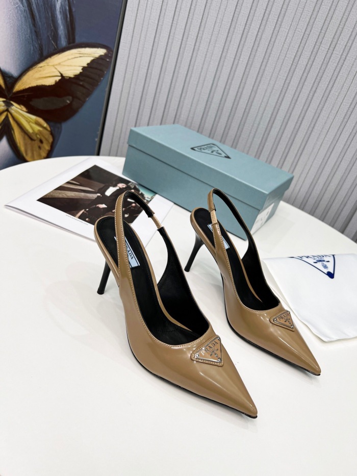 Prada Brushed Leather Slingback Pumps Size 35-41 8-Color