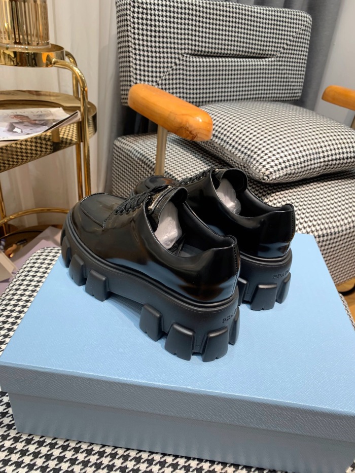Prada Monolith brushed leather lace-up Shoes Loafers Size 36-41