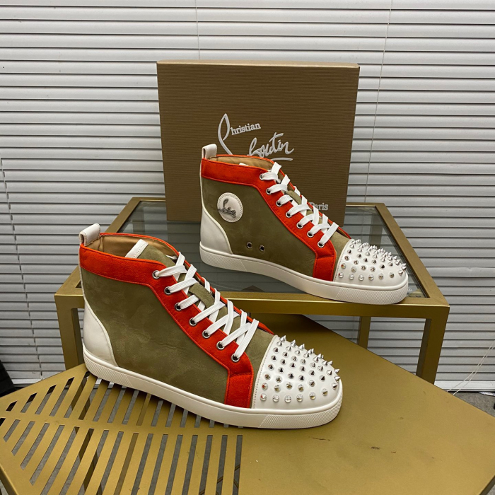 Christian Louboutin Lou Spikes High-Top Sneaker Size 36-46  9-Color