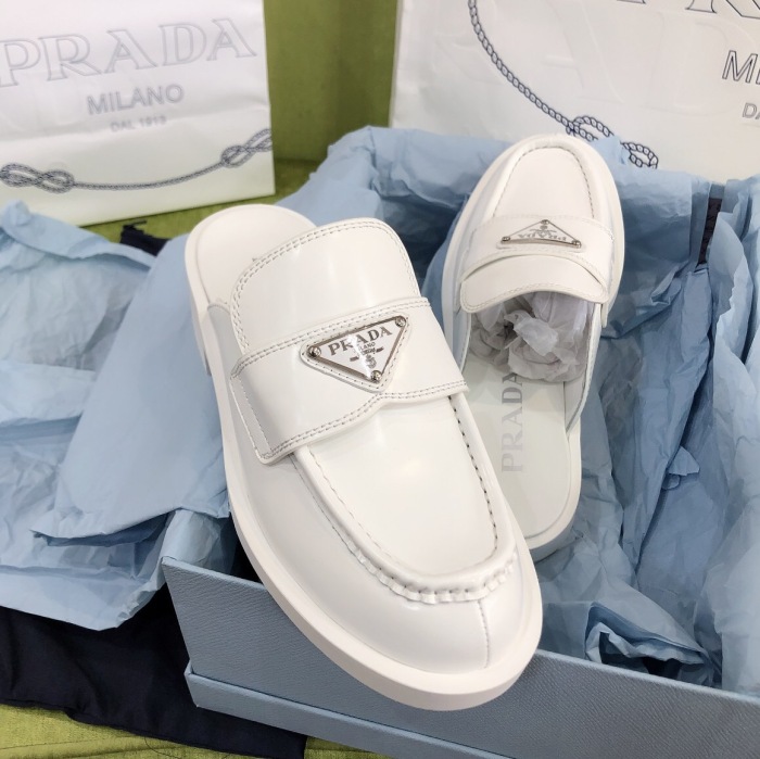 Prada Brushed Leather Mules Sneaker Size 35-40   2-Color
