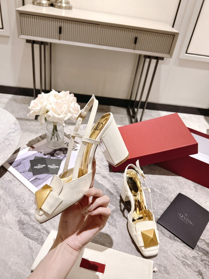 Valentino One Stud Patent Leather Slingback Pumps Size 35-41 4-Color
