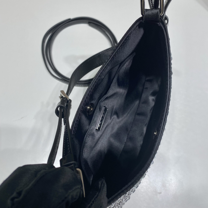 Prada 1BC169 Cleo Satin Bag with Crystals Size 22*18.5*4.5cm