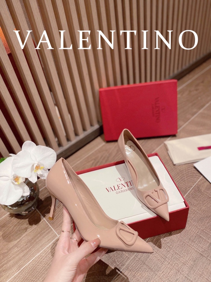 Valentino Vlogo Signature Patent Leather Slingback Pumps Size 35-41 4-Color