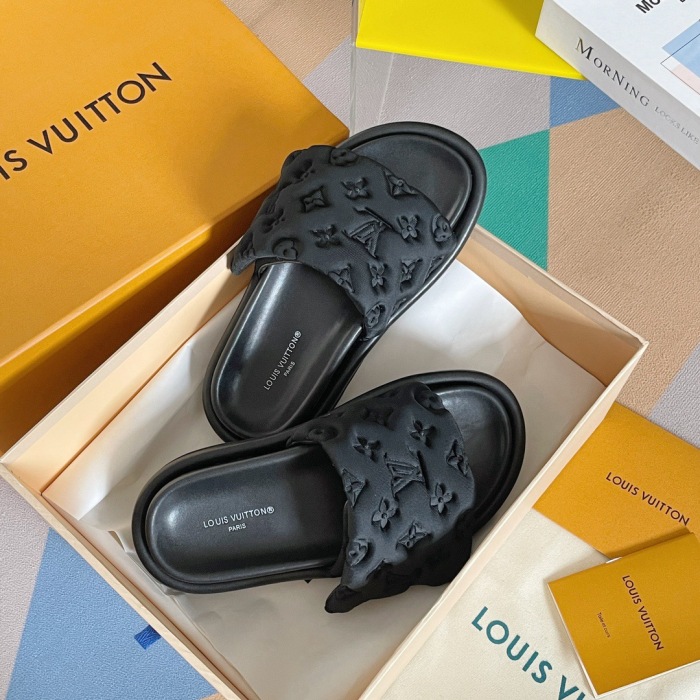 Louis Vuitton Pool Pillow Flat Comfort Slippers Size 36-46 5-Color