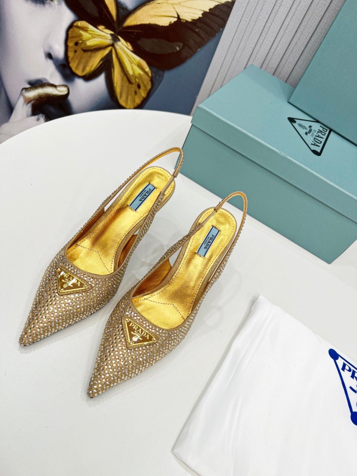 Prada Brushed Leather Slingback Pumps Size 35-41 3-Color