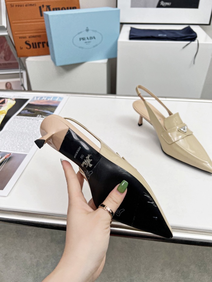 Prada Brushed Leather Slingback Pumps Size 35-41 3-Color