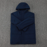24-25 Marseille Royal Blue Hooded Windbreaker Fabric Cotton Coat (白标)