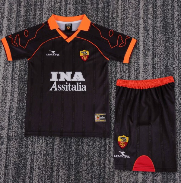 1999-2000 Roma Away Retro Kids Soccer Jersey