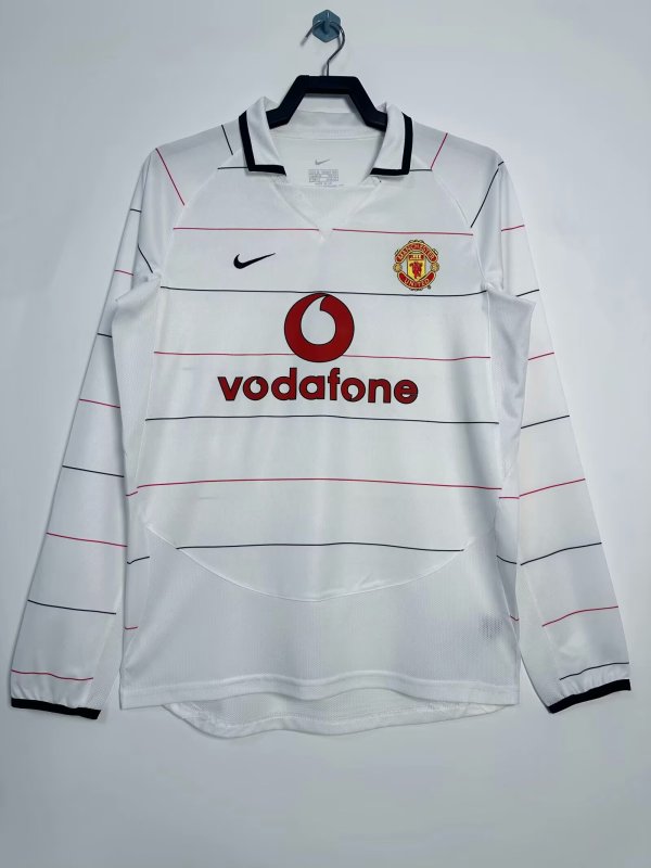 2003-2005 Man Utd Away Long Sleeve  Retro Soccer Jersey
