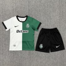25-26 Sporting Lisbon White Green Kids Soccer Jersey 25-26 Sporting Lisbon White Green Kids Soccer Jersey