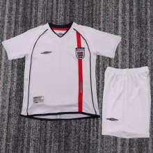 2002 England Home Kids Retro Soccer Jersey