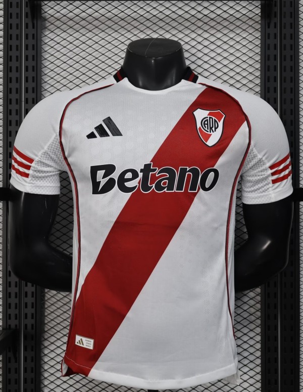 25-26 River Plate Home Player Version Soccer Jersey*带广告
