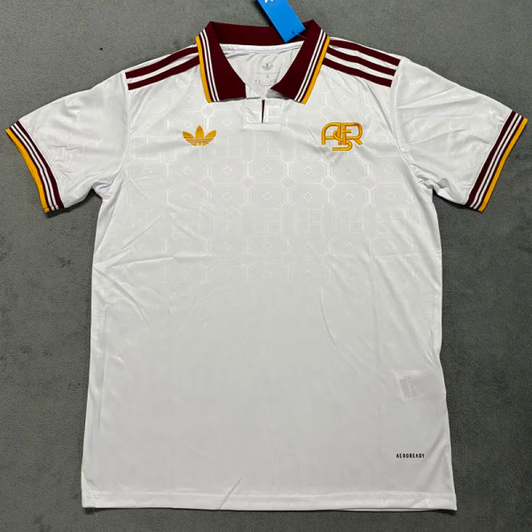 25-26 Roma White Fans Soccer Jersey 1:1 Thai Quality (枣红边)