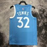 2019-20 Timberwolves TOWNS #32 Sky Blue Retro Top Quality Hot Pressing NBA Jersey