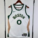 23-24 CELTICS TATUM #0 White City Edition Home Top Quality Hot Pressing NBA Jersey