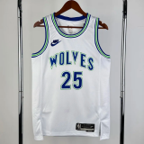 23-24 TIMBERWOLVES ROSE #25 White Top Quality Hot Pressing NBA Jersey (Retro Logo)