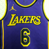 22-23 LAKERS JAMES #6 Purple Top Quality Hot Pressing NBA Jersey (Trapeze Edition)