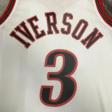 1998 76ERS IVERSON #3 White Retro Top Quality Hot Pressing NBA Jersey